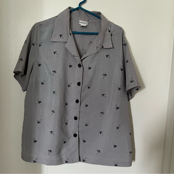 Fashion Bug Tops Fashion Bug Vintage 9s Checkered Black Gray Button